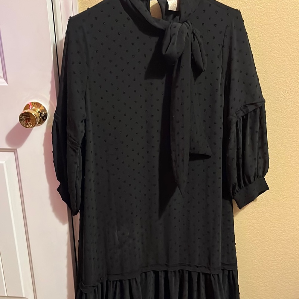 Black Swiss dot dress